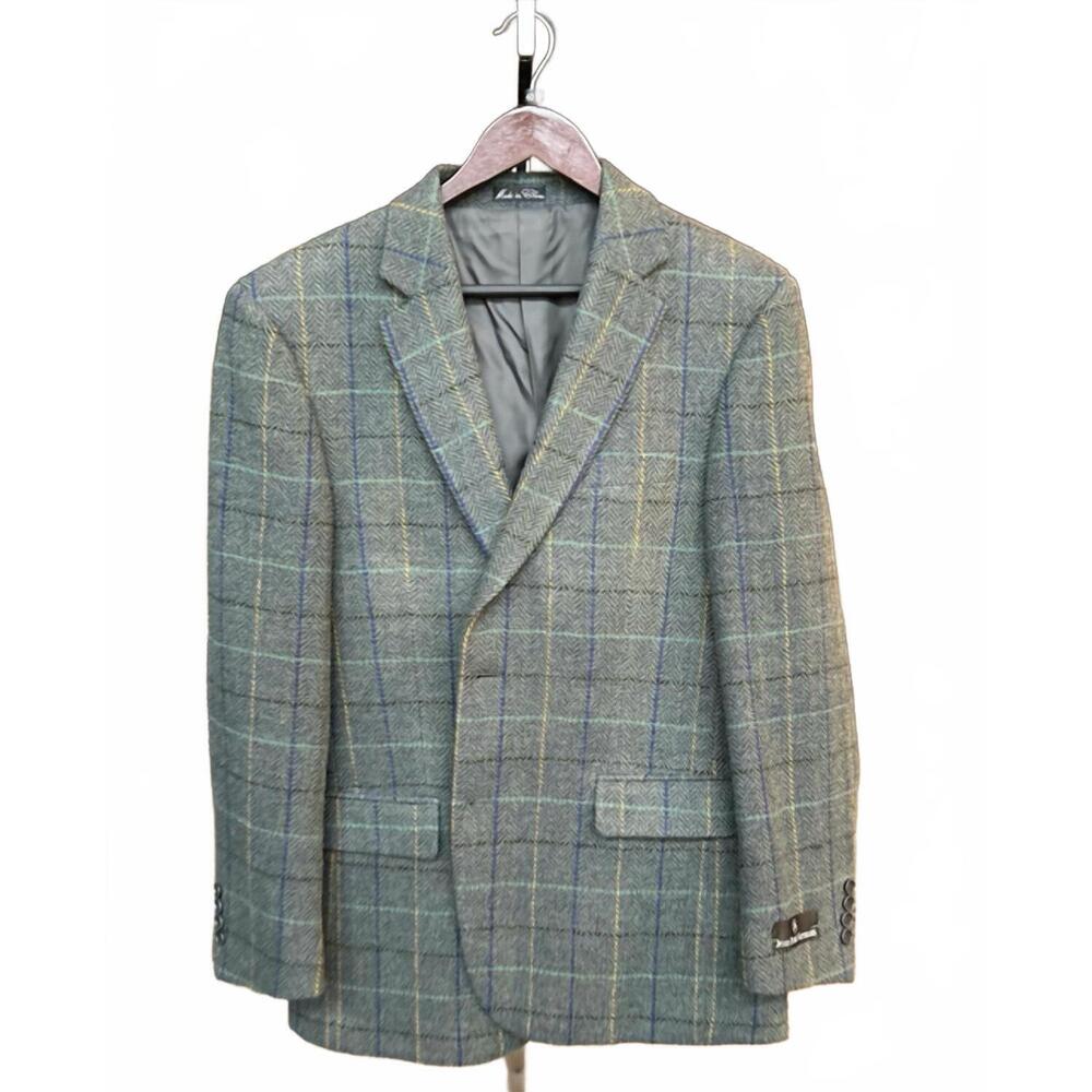 NEW JEAN-PAUL GERMAIN men's london irish tweed sport coat in green tweed